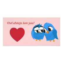 Búhos en tarjeta de la foto del amor tarjetas personales con fotos