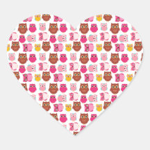 Búhos lindos calcomania corazon