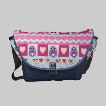 Búhos lindos, corazones, pájaros del amor, la bols bolsas messenger