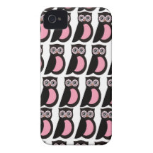 Búhos rosados y negros iPhone 4 Case-Mate protector