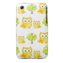 Búhos y árboles adorables iPhone 3 Case-Mate cárcasa