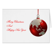 Bulbo del navidad con los continentes, Asia y Aust Tarjeton