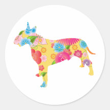Bull terrier etiquetas redondas