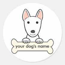Bull terrier personalizado etiqueta redonda