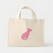 Bull terrier que se sienta (rosa) bolsas