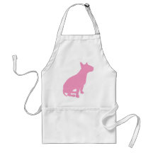 Bull terrier que se sienta (rosa) delantal