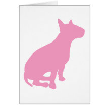 Bull terrier que se sienta (rosa) felicitacion 
