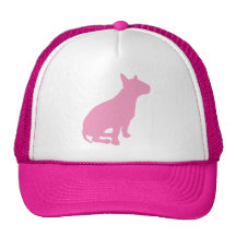 Bull terrier que se sienta (rosa) gorros bordados