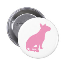 Bull terrier que se sienta (rosa) pin