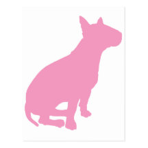 Bull terrier que se sienta (rosa) tarjeta postal