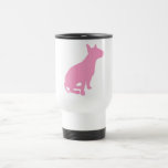 Bull terrier que se sienta (rosa) taza de café