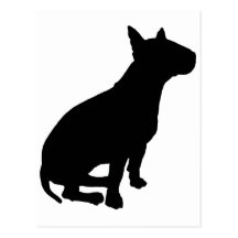 Bull terrier que se sienta tarjeta postal