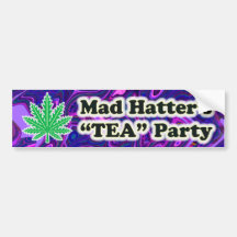 Bumpersticker del fiesta del "TÉ" del sombrerero e Pegatina De Parachoque