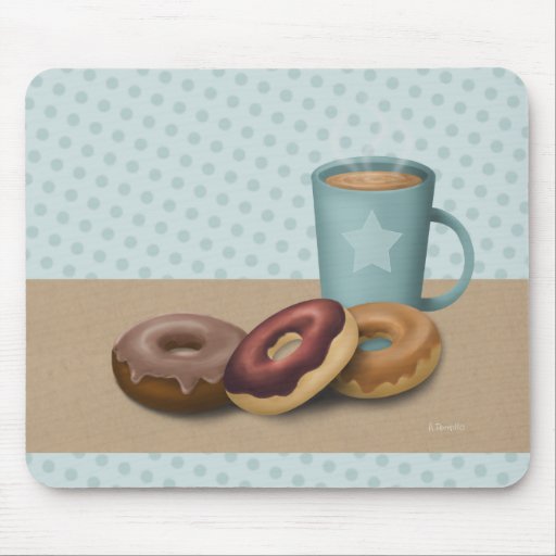 Buñuelos y mousepad del café alfombrillas de ratón