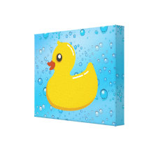 Burbujas Ducky/azules de goma lindas Lona Envuelta Para Galerias