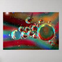 Burbujas y planetas abstractos del cuervo posters