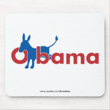 Burro azul de Obama - esquema blanco Alfombrillas De Ratones