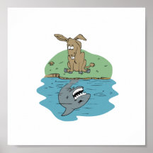 Burro del póker y poster del tiburón