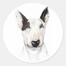 Busto de bull terrier pegatina redonda