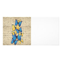 Butterrflies azules y amarillos tarjetas fotográficas personalizadas