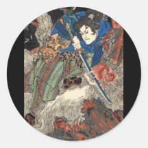 C. de pintura japonesa 1800's pegatina