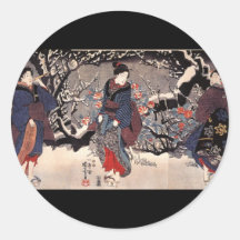 C. de pintura japonesa 1800's pegatina redonda