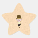 Caballero con el sombrero de copa y el bigote. Per Calcomanías Forma De Estrella Personalizadas