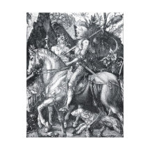 Caballero, muerte y el diablo - Albrecht Dürer Lona Envuelta Para Galerias