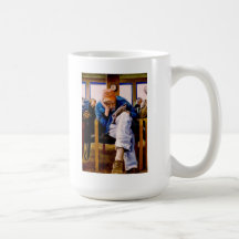 Caballero que espera para ser visto taza de café
