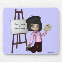 Caballete Mousepad del chica del artista Alfombrilla De Ratones