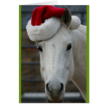 Caballo árabe con el gorra de Santa Tarjetón