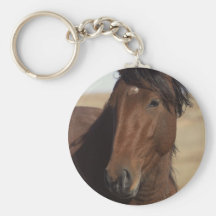 Caballo de bahía en viento llavero personalizado