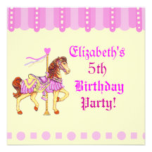 Caballo del carrusel de la fiesta de cumpleaños anuncio