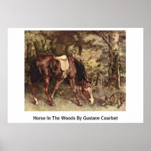Caballo en las maderas de Gustave Courbet Poster