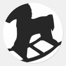 caballo mecedora - eje de balancín pegatina redonda