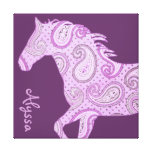Caballo púrpura lindo de Paisley Lona Estirada Galerías