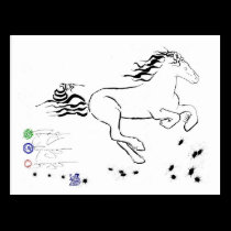 Caballo que galopa a la derecha (bw) [postal] tarjetas postales
