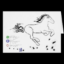 Caballo que galopa a la derecha (bw) [tarjeta] tarjetas