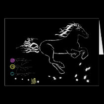 Caballo que galopa a la derecha (wb) [tarjeta] tarjetas