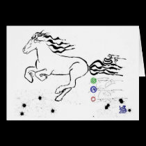 Caballo que galopa a la izquierda (bw) [tarjeta] tarjetas