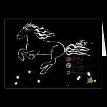 Caballo que galopa a la izquierda (wb) [tarjeta] tarjetas