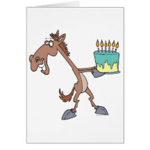 caballo tonto del cumpleaños con el dibujo animado felicitaciones