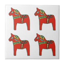 Caballos coloridos de Dala del sueco Teja Cerámica