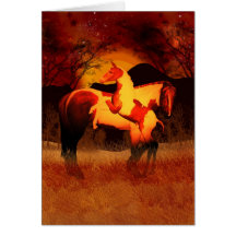 Caballos de la fantasía - resplandor del otoño tarjeta