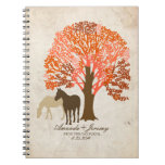 Caballos del otoño del naranja y de Brown Libro De Apuntes Con Espiral
