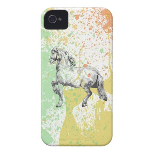 Caballos en colores pastel del diseño de la salpic iPhone 4 Case-Mate protector