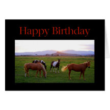 Caballos en el feliz cumpleaños de la puesta del s felicitacion 