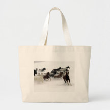 Caballos en la nieve bolsa lienzo