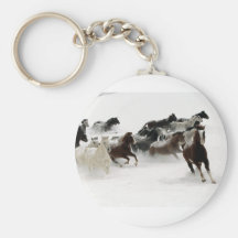 Caballos en la nieve llavero