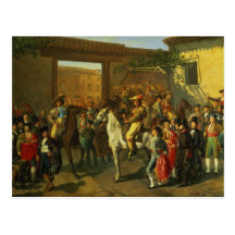 Caballos en un patio postales